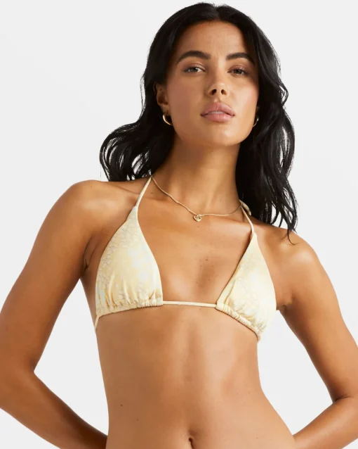 FLORAL COLLAGE SLIDE TRI BIKINI TOP