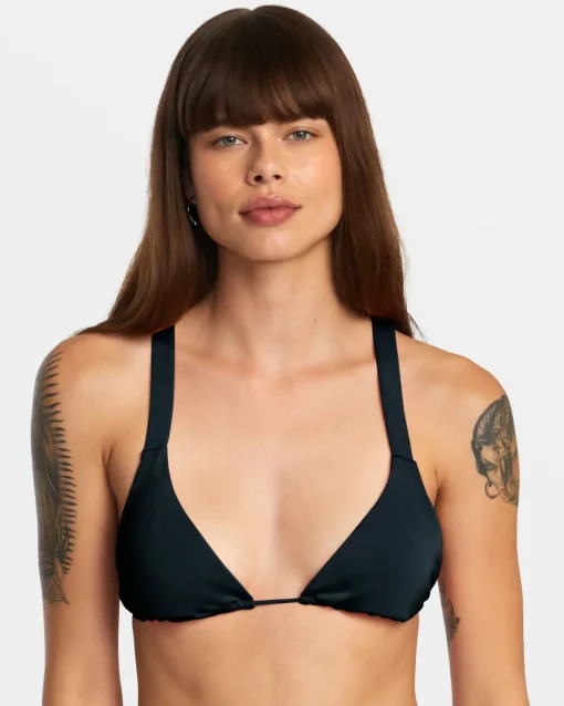 SOLID WIDE CROSSBACK TRIANGLE BIKINI TOP