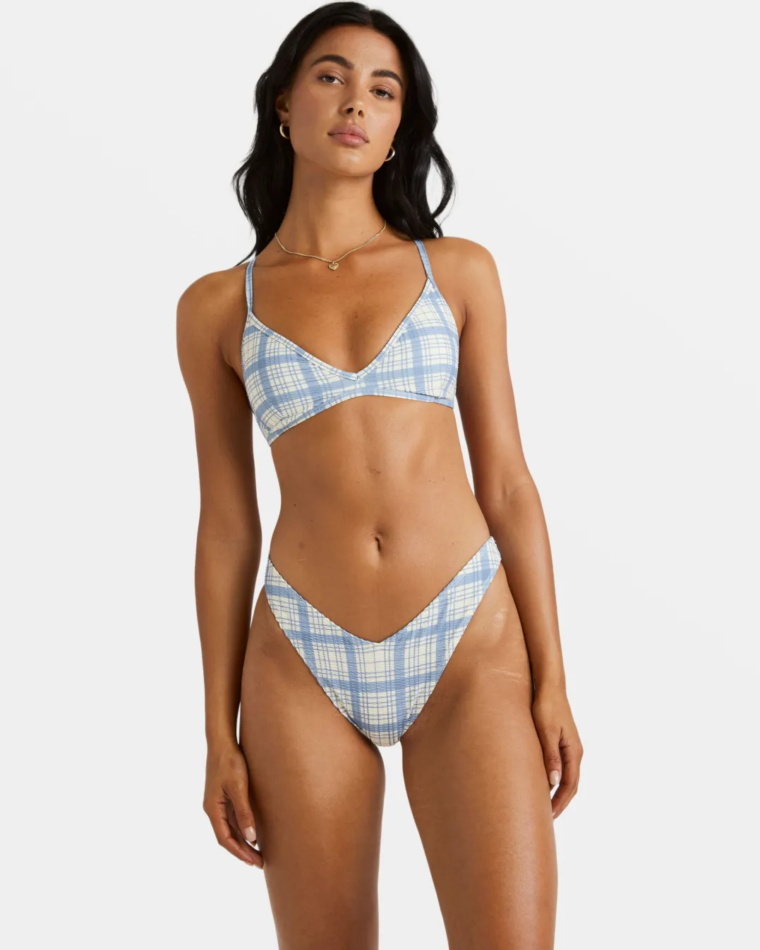 VINTAGE PLAID TRI CROSSBACK BIKINI TOP